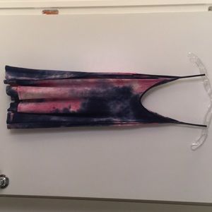 Blue/pink tie dye vneck dress